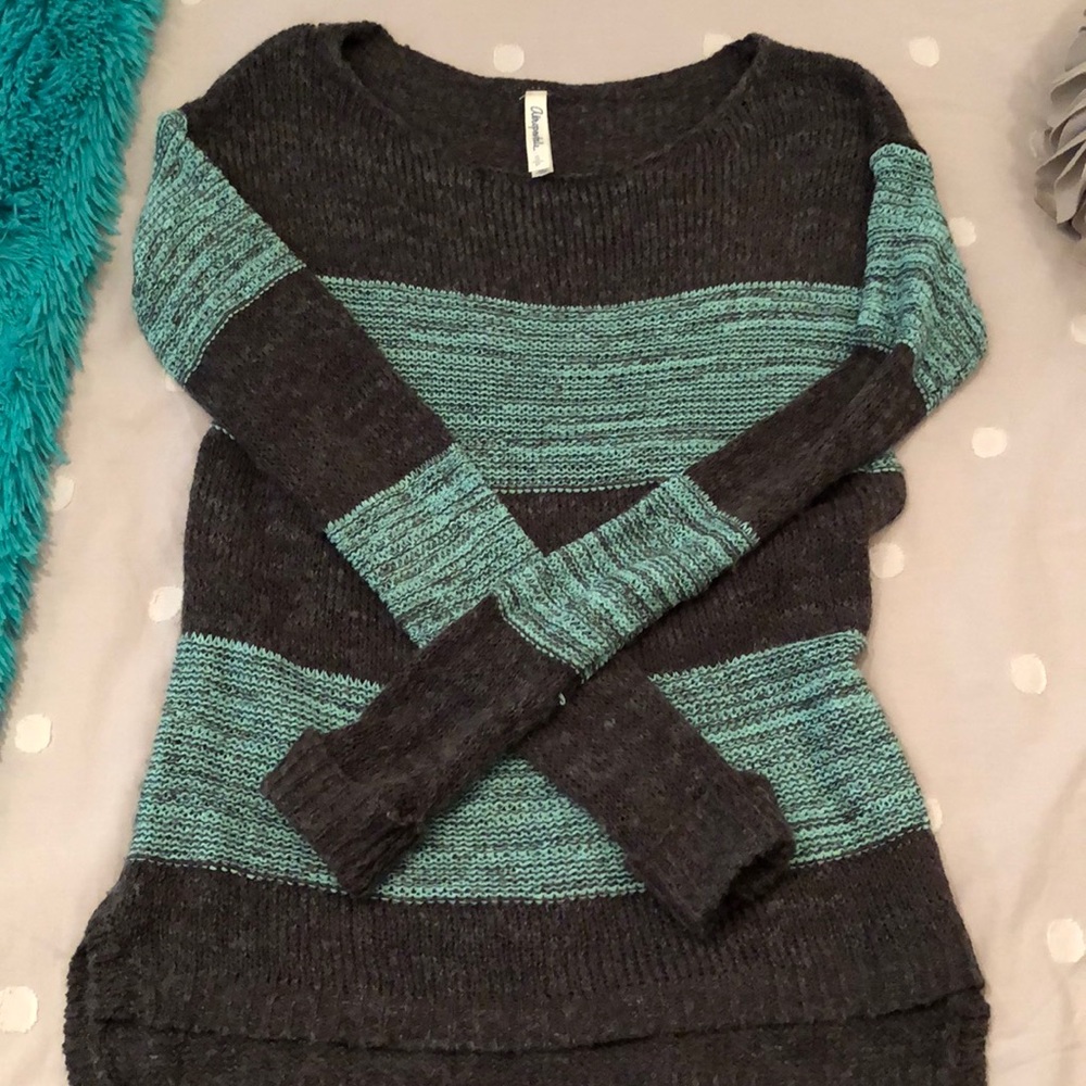 Grey and teal sweater